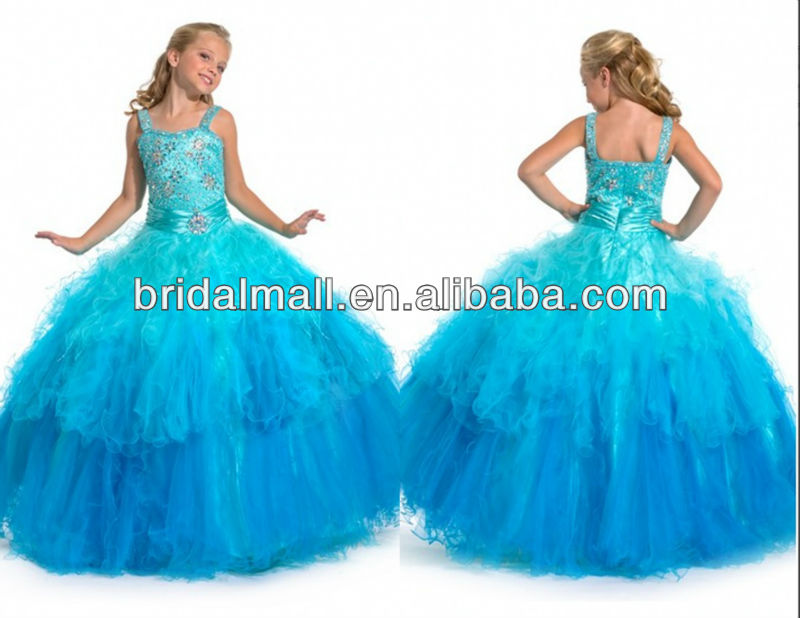 Hot new arrival hunter ball gown beads bodice spaghetti flower girl dresses prom dress pageant dress JY030