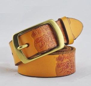 HOT!!New Arrival men and women  genuine leather fashion retro holllow out print  belts , accient pin bucklae belts, W-09