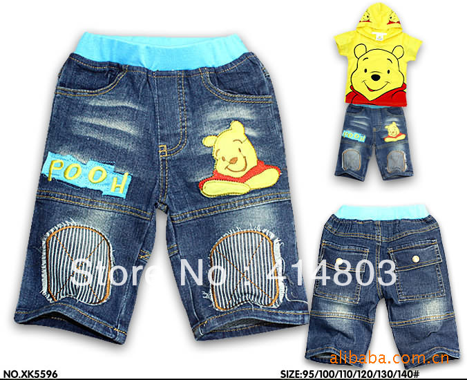 Hot!New! Children's Cartoon Winnie the pooh Jeans Shorts, Kids Summer Pants Boys' Spring Trousers Leggings 6pairs/lot Quality