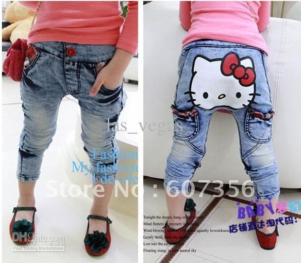 Hot new jeans children girls fashion jeans Personality cat jeans girls trousers kids pants lca-zsz