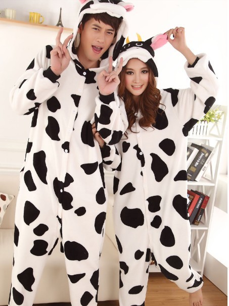 Hot! New Kigurumi Lovers Style Cows Cartoon Anime Pyjamas Jumpsuits Soft Homewear Valentine's day gift