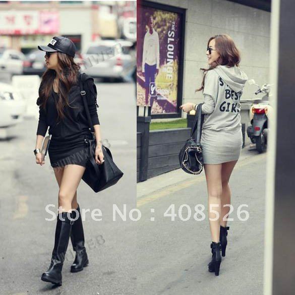 Hot New ladies' hoodie Stylish Batwing Top Hoodies Dress Tops Hoody Sweatshirts Coat Outerwear 2 colors free shipping 7250