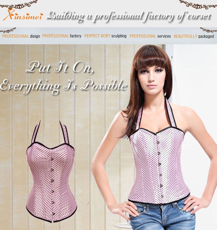 Hot Pink Dot Corset  Cheaper price Free Shipping