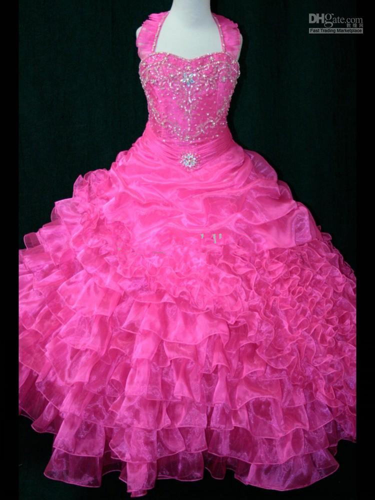 hot pink ruffle ball gown lovely flower girl dress pageant dress little girl party dress