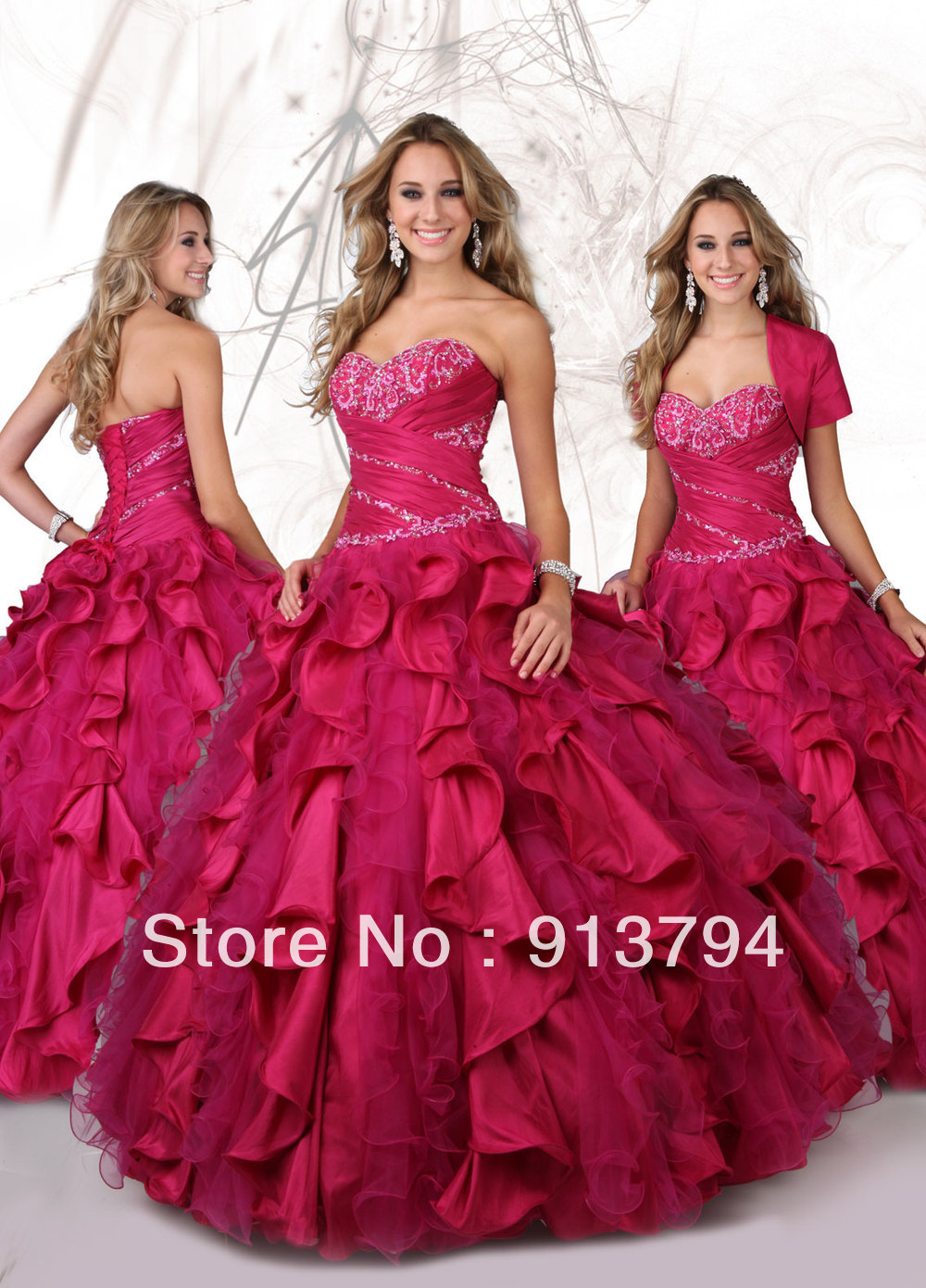 Hot Pink Wholesale Ball Gowns With Jacket Quinceanear Dress Ball Gowns DB80091