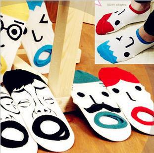 Hot Popular Cotton Sock Facial Expression Floor Socks Elastic Boat Socks Cute Cartoon Socks Both Men and Women 36 piece/Lot