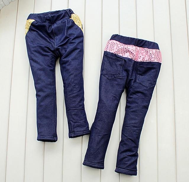 HOT !  pretty fashion famous brand children'trousers autumn / winter Imitation jeans luv Sequin kids pants girls Leggings