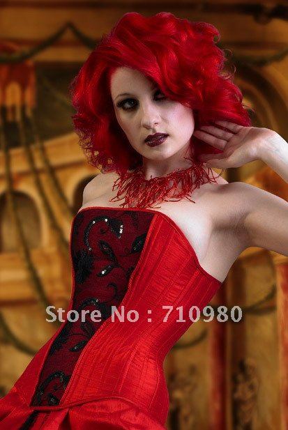 HOT Red Overbust Gothic Sexy Corset Bustier With G-string L05010