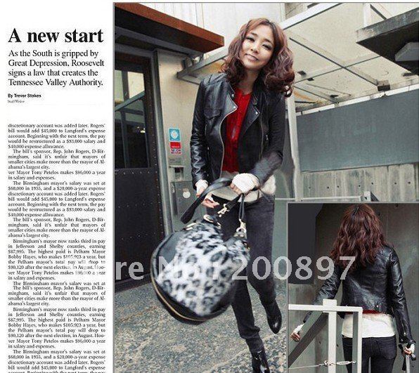 Hot Retail black leather jacket women faux leather suit fashion free shipping