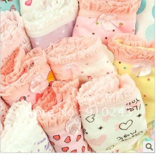 HOT sale (10 pcs/lot)Lovely  flowers Lady candy  underwear/Sweet underwear/Rainbow Cotton briefs Free shipping