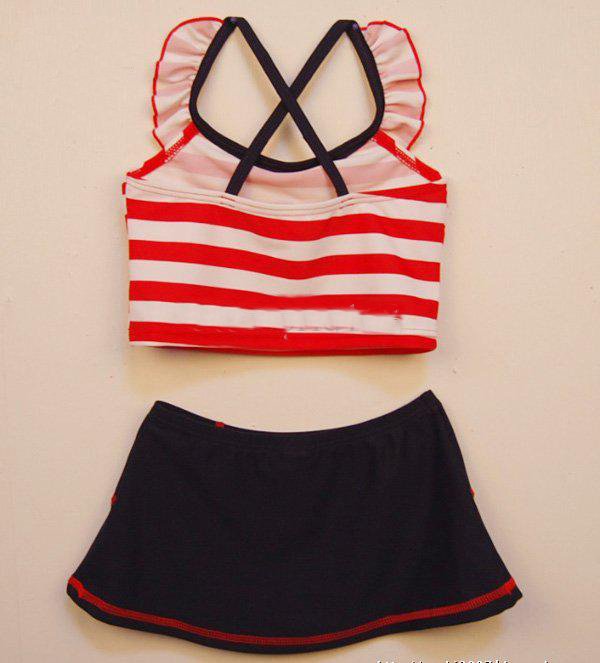 Hot sale  10pcs New Baby navy sailor stripe kid beach wear baby girl swimsuit separate swimsuits DFER