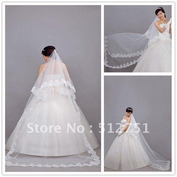 Hot sale 2012 Free shipping Real In Stock 2 Layers tulle veil Bridal Veils Veil For Wedding Dresses Beauty Bridal Gowns TS018