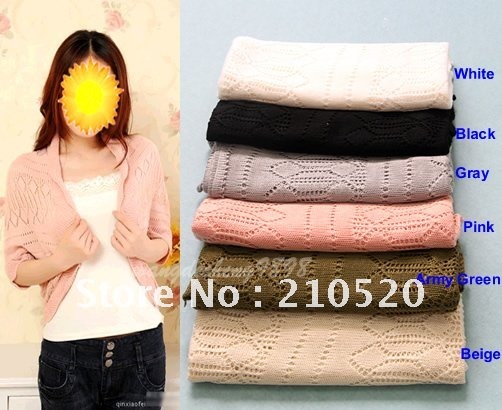 Hot Sale ! 2012 New Fashion Korea Women's Hollow Sweater Shawl Shrug Jacket Knitwear Batwing Cardigan