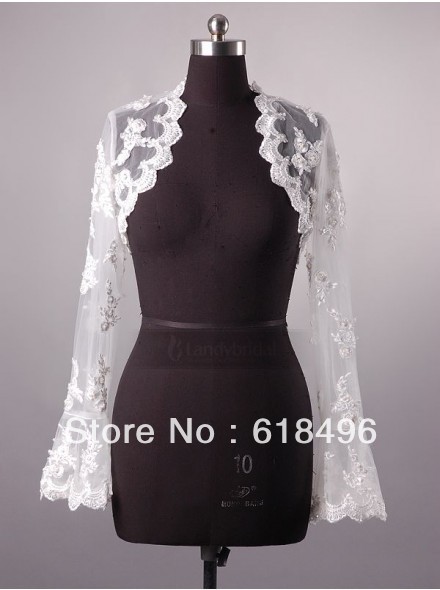 Hot sale 2013 Newest Long Sleevel Appliqued Lace Wedding Wrap Evenging Jacket for Prom dress Evenging dress