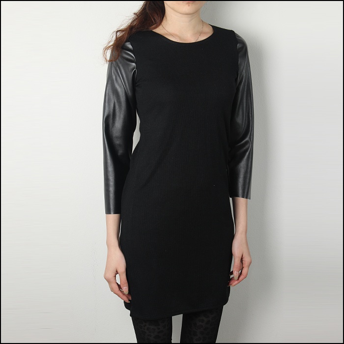 Hot sale 2013 spring fashion leather knitted pullover o-neck one-piece dress 7 basic skirt