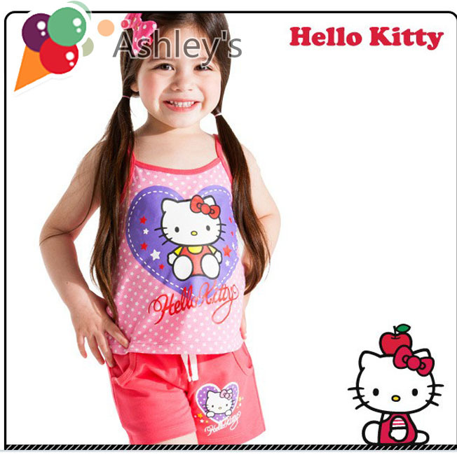 Hot Sale!!! 3 colors wholesale Fashion girl's T-shirt  Hellow Kitty Camisole cartoon vest cotton tank Tops free shipping