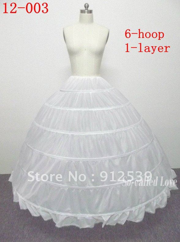 Hot sale  30% off  Free shipping Ball Gown 6 hoop 1 Tier Crinoline Floor-length Slip Wedding Bridal Petticoats