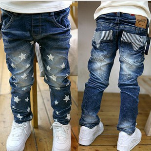 Hot sale 4pcs chinldren jeans boy / girl Denning pants pentagram pattern fashion Free Shipping