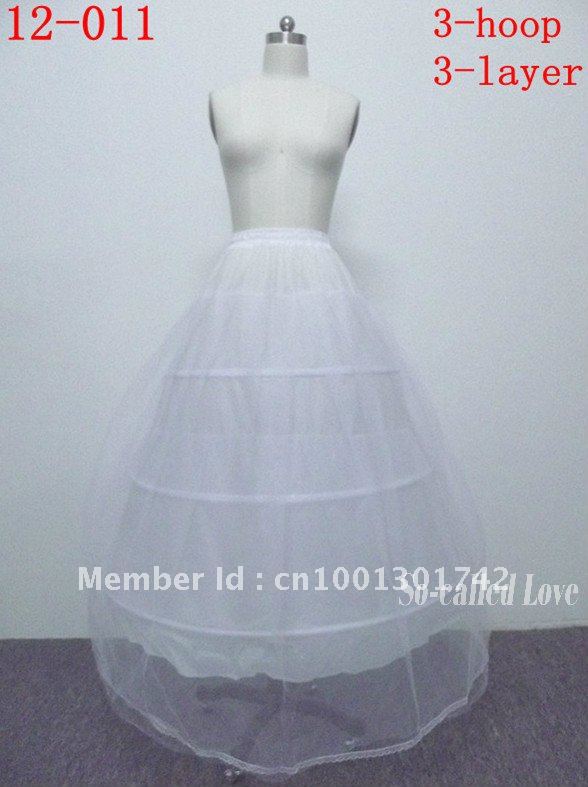 Hot sale  50% off A-Line 3 Hoops 3 Tier Floor-length Slip Style Wedding Petticoat with Laciness