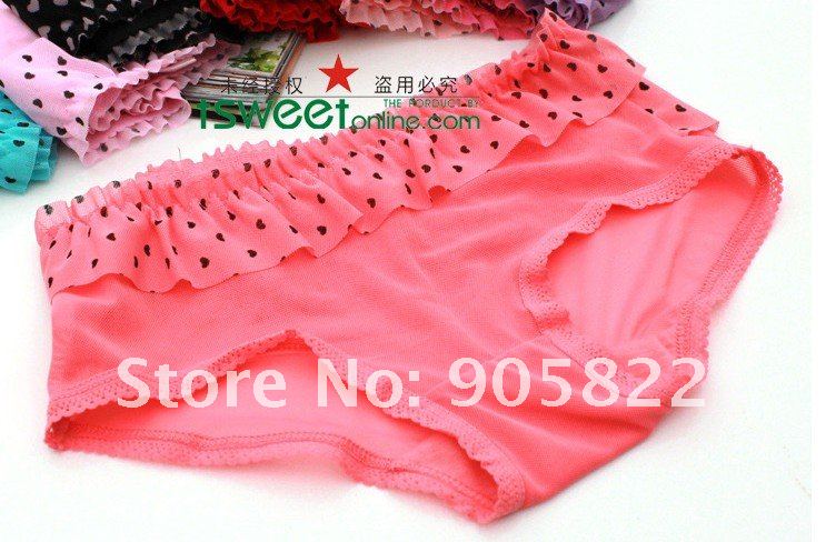 Hot sale+50pcs/lot,Dot ruffles design Multicolor Sexy women's lace underwear/briefs(KT020)