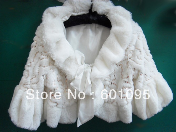 Hot Sale and Warm Angel Love White/Ivory Faux Fur with Ribbon Women Wedding Wrap Bridal Jacket Shawl Wedding Accessory