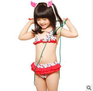 Hot Sale! baby girls/chlidren swimsuits, girl's bikini swimwear,baby Cute KT Cat Split swimsuits c110