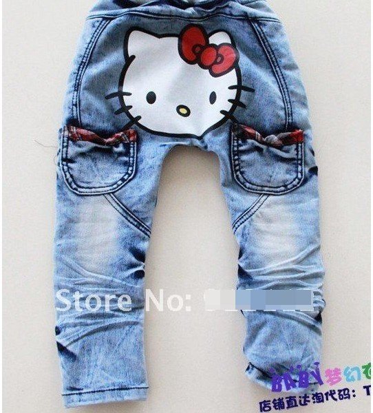 Hot sale!! baby girls slim pants,kids trousers,Hello Kitty design girls legging,girls jeans,5pcs/lot .free shipping