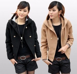 Hot Sale black coffee korea cheap women hooded winter coats/waistcoat for women 2013 new design TAJI6006