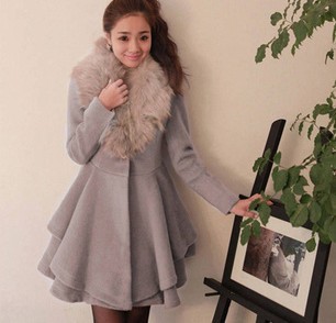 Hot Sale BLACK,GREY 2013 fur collar waistcoat/trench european fashion winter coats for women TAJI98030