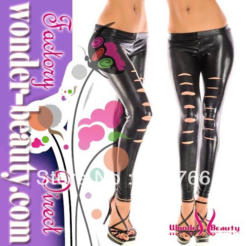 Hot sale black leather leggings