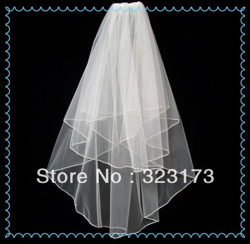Hot Sale Bridal Veils with Ribbon Edge Wedding Net Veil