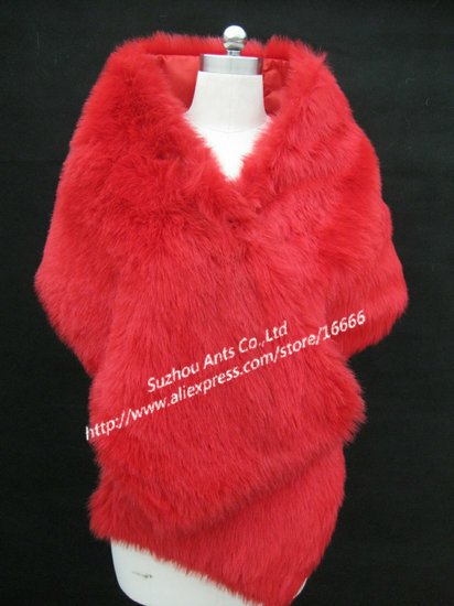 Hot sale Bride Wedding wrap Accessories Faux fur White Red Pink  SJ007