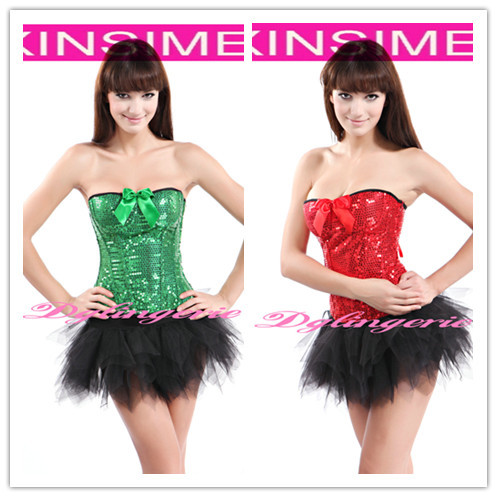 HOT SALE !Corset Bustiers With skirt,  Green /Red Colours