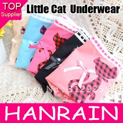 Hot sale Cute Little Cat Elegant Side Bow Cotton Underwear 400pcs/lot