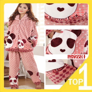 Hot sale! Drop shipping! Good quality Pajamas Flannel pajamas long sleeve women in the winter and autumn suit living cloth 032