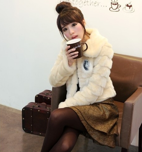 Hot Sale  Fashion Faux Fur Rabbit Hair Lady Warm Coat Jacket Fluffy Short Outwear
