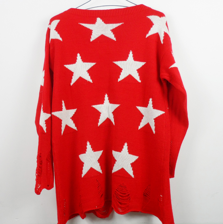 hot  sale fashion star wildfox hole five-pointed seeing  stars sweater loose sweater  freeshipping