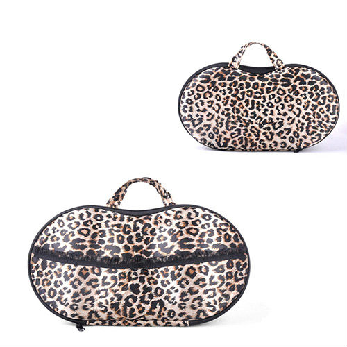 Hot Sale Fashion Travel Bras Bra Bag Portable Protect Bra Underwear Lingerie Case Leopard Print Nylon Lace