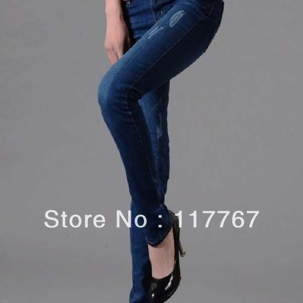Hot sale Fashion Women Blue Skinny Low-rice Cotton Pencil Pants Trousers Jeans