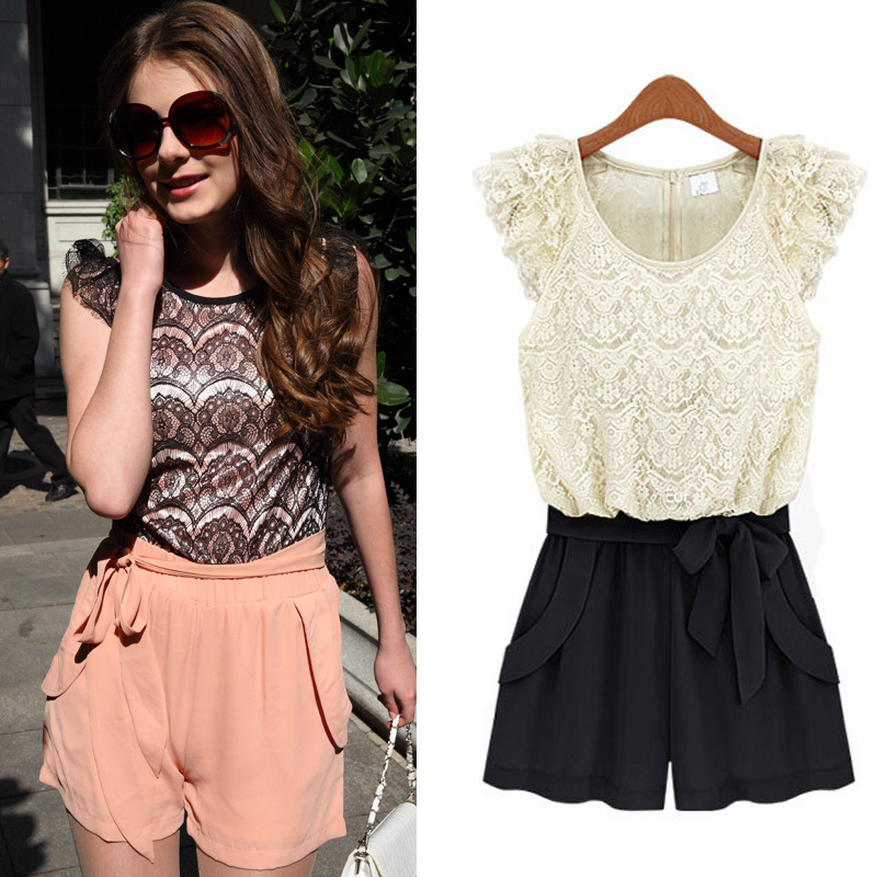 Hot Sale Fashion Women New 2013 Brand High Quality Lace One Piece Jumpsuit For Women Romper Free Shipping,H0168