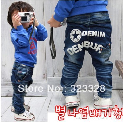 Hot sale!Free shipping 5pcs/lot,Boys jeans kids pants Children trousers Korean straight style Baby denim jeans