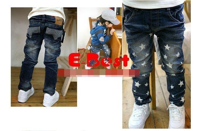 Hot Sale+ Free shipping!! Baby Boys/Girls Jeans pants/Star Fashion pants/Blue color kids trousers 5pcs