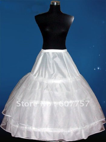 Hot Sale Free Shipping Bridal Accessories-A-line 3 Hoops 2 Layer Organza Under Wear Inner Petticoat Crinoline Underskirt PC3