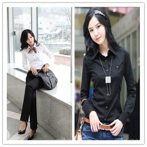 Hot Sale, Free Shipping ,Casual Fashion Women's Long Sleeve  Shirt,2 Colors Can Be Choosen