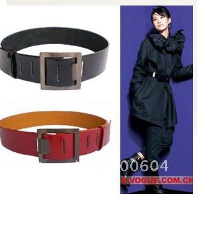 Hot sale free shipping Ladies' Fashion multicoulors Hollow Wide Pin Buckle Waistband women Leather Belt