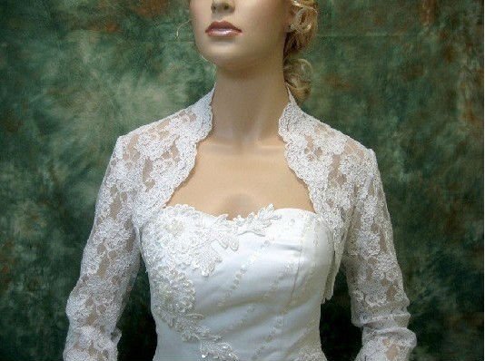 hot sale free shipping sexy Lace 3/4 long sleeve wedding jacket/women jacket/bridalgown formal dress jacket wholesale