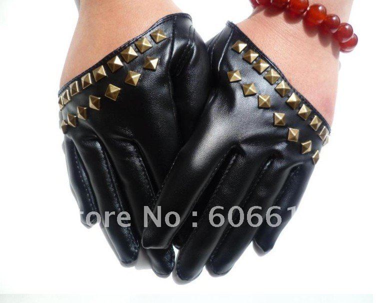 Hot sale! Funk rivet Gloves for women, Heelstar Style fashiong PU leather gloves,mittens for lady .6Pairs/Lot.Free shipping