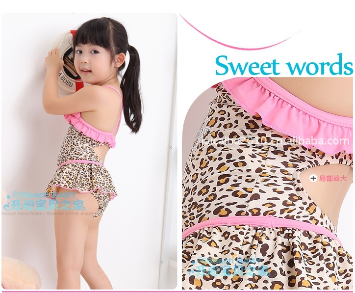 Hot sale  Girls Leopard Print Bikini Swimwear Tankini Bather Beach Swimsuit Dress 2--7Y For Choose