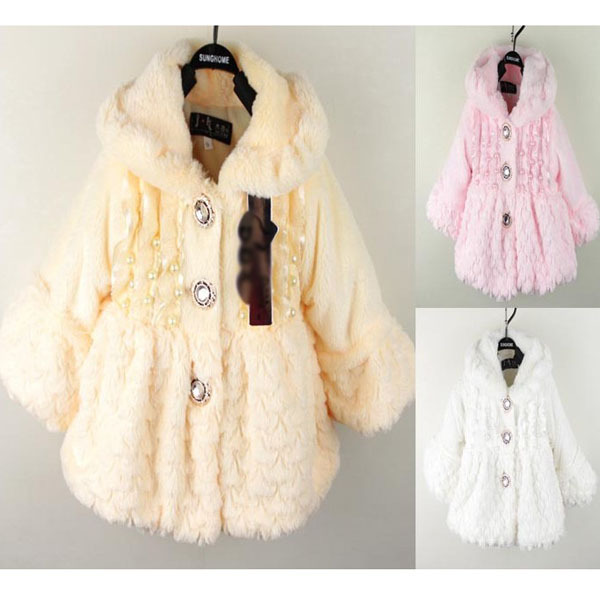 Hot sale girls princess fur outwear 3 pic/lot warm clothing for children pink/yellow/white 50094