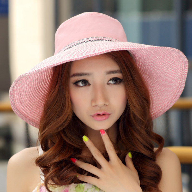 Hot sale Hat female summer patchwork strawhat large brim sun hat sun hat anti-uv beach cap free shipping